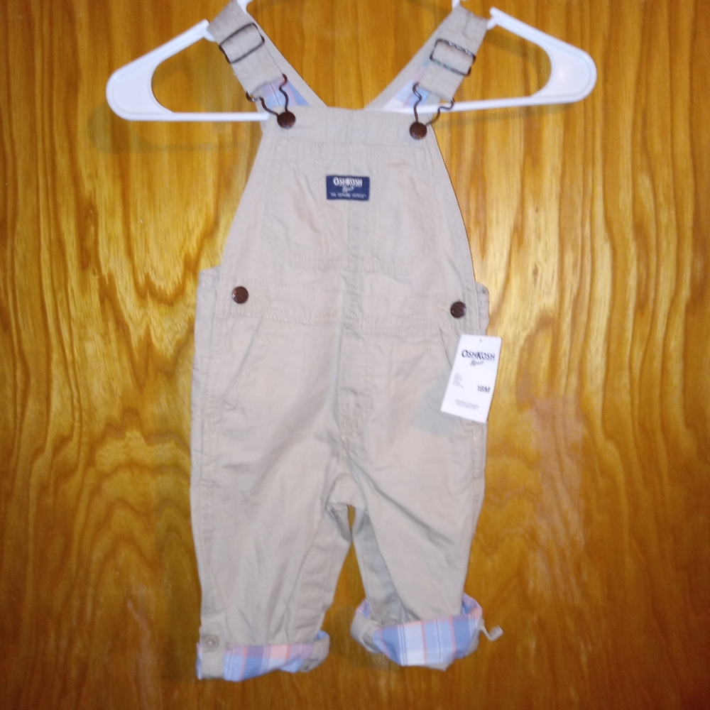 Oshkosh B'gosh Khaki Overalls Infant/ Toddler size 18M- NWT